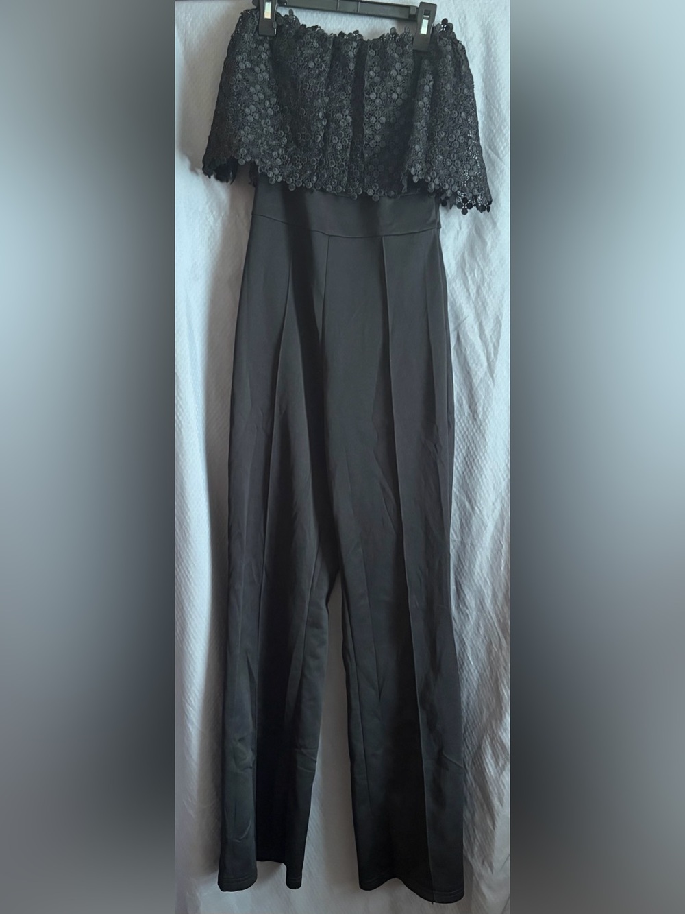 Off-Shoulder Black Lace Top Jumpsuit